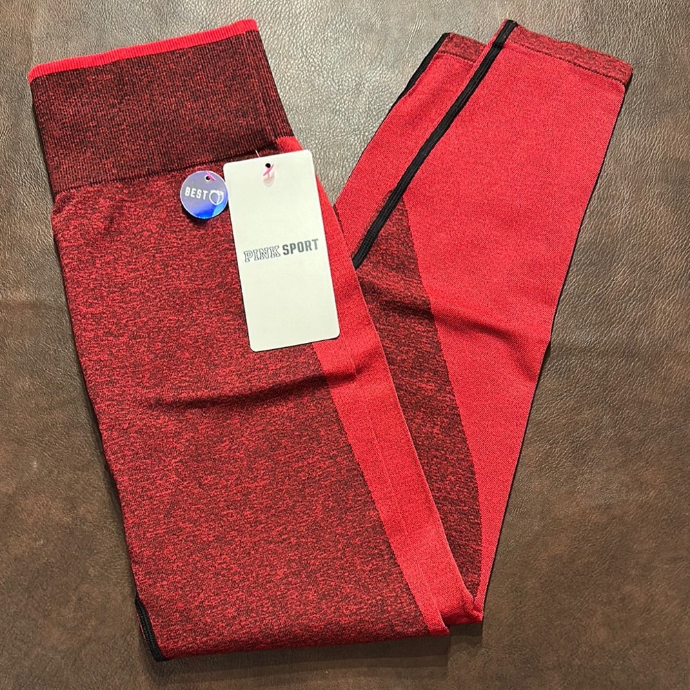 PINK Victoria's Secret Red and Maroon Leggings